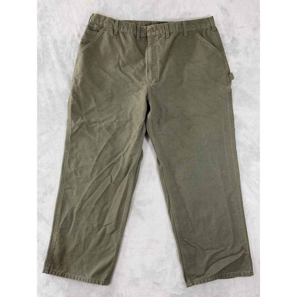 Carhartt B11 Pants Mens 44x30 Green Dungaree Fit Utility Workwear Carpenter